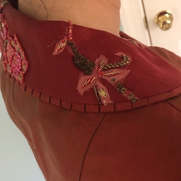 Vintage Burnt Orange Beaded Silk Skirt Suit Set. Rare find , nice workmanship. - Picture 4 of 15